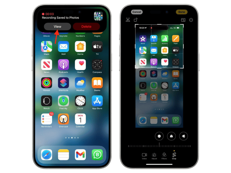 An iPhone Photos app screen showing the Albums tab with the Screen Recordings album visible under the Media Types section, alongside categories like Videos and Screenshots.