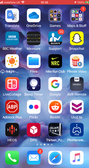 iPhone screen actively recording a YouTube video, with the prominent red status bar visible at the top, indicating screen recording is in progress.