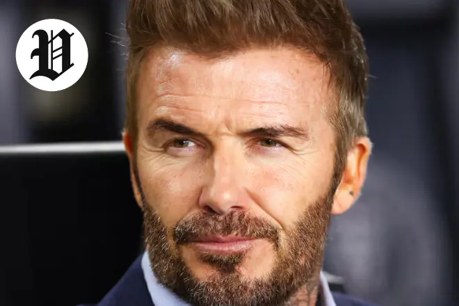 David Beckham in 2025 with a sharp look and stylish beard.