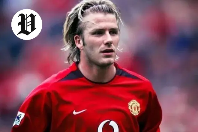 Young David Beckham playing for Manchester United