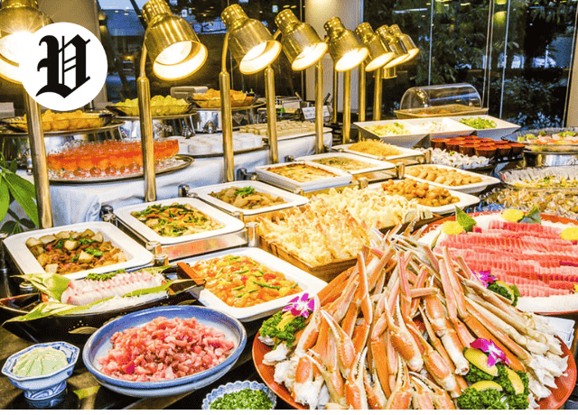 Las Vegas buffet with seafood, sushi, and dining options for staycation travelers.