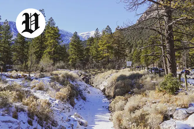 Snow-capped trails at Mount Charleston, a hidden tourist places in Las Vegas.