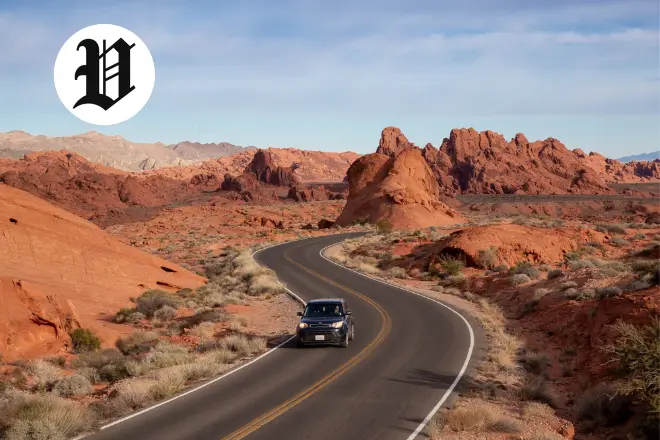 Scenic desert drive near Valley of Fire, a must-visit tourist places in Las Vegas.