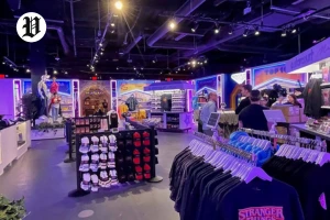 Stranger Things in Las Vegas store interior with merchandise and themed displays