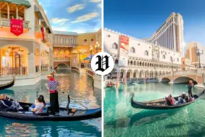 Venetian Gondola Ride indoors and outdoors at The Venetian Resort Las Vegas
