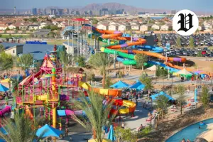 Colorful outdoor slides at Wet’n’Wild, a popular water parks in Las Vegas