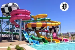 Colorful water slides at Cowabunga Bay, one of the top water parks in Las Vegas