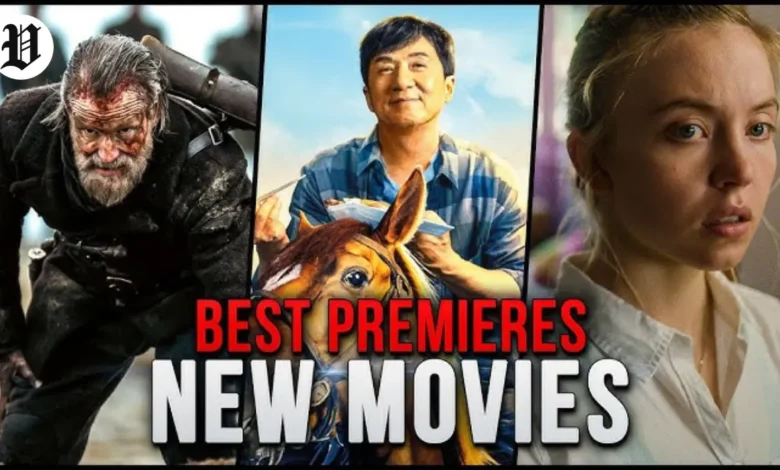 Promotional collage of action, adventure, and drama scenes highlighting the best premieres and new movies.