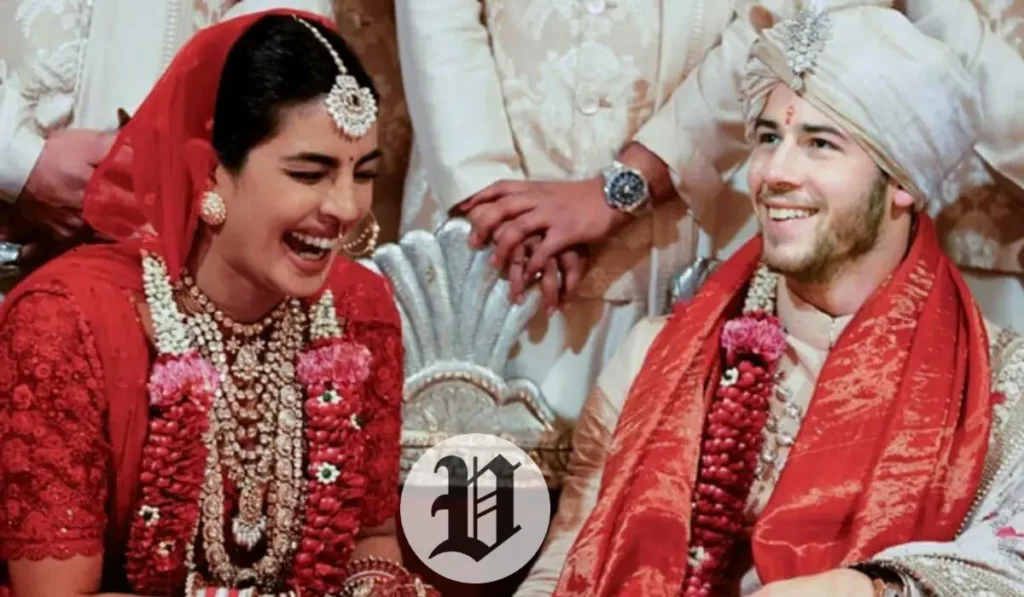 Priyanka Chopra and Nick Jonas during their traditional Indian wedding ceremony